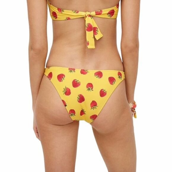 J. Crew Edie Parker Saffron Strawberry Print Bandeau High leg Bikini XXS NWT - Picture 5 of 9